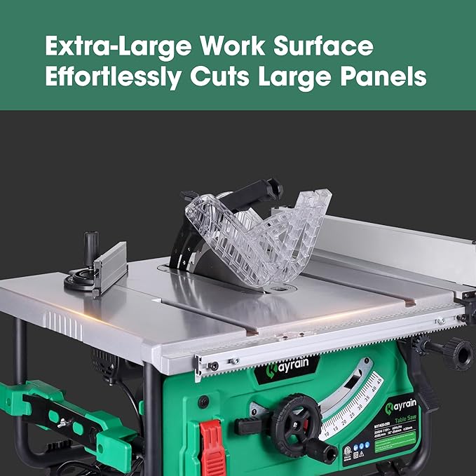 10-Inch Portable Table Saw with Stand - 15 Amp Motor, 25 Inch Rip Capacity, High-Power Jobsite & Workshop Table Saw