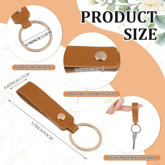 Wavyknot 50 Pcs PU Leather Keychain Blanks Bulk Laser Engraving Blanks Keychain - Image 2