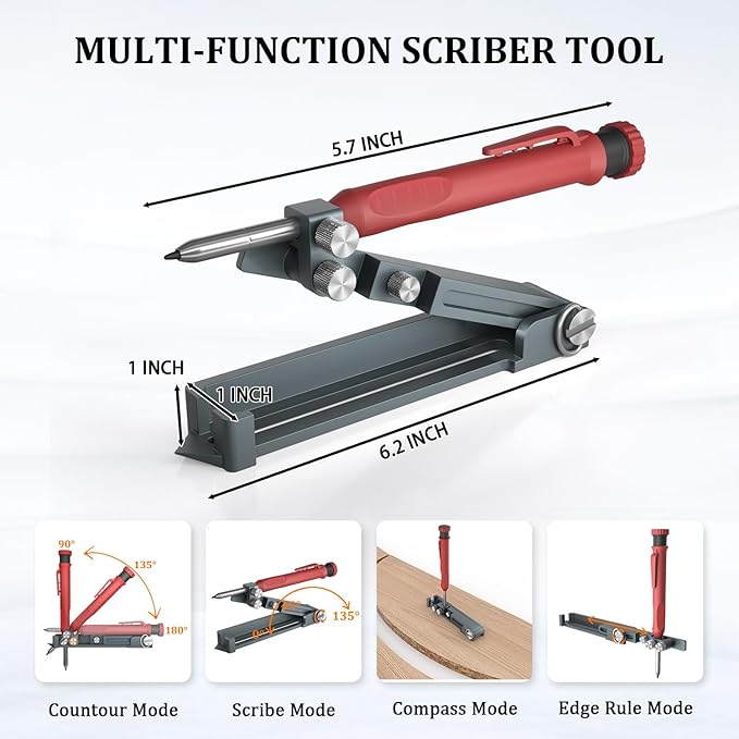 Multifunctional Scribing Tool, Construction Pencil Carpenter Scribe Tool DIY Woodworking Scribe Tool Contour Gauge Scriber Line Maker Measuring Tool Scribing Compass for Wood