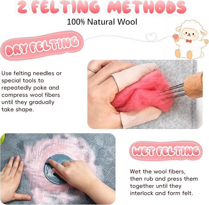 3.53oz Wool Roving: Needle Felting Wool White Roving Wool Felting Supplies Pure - Image 7