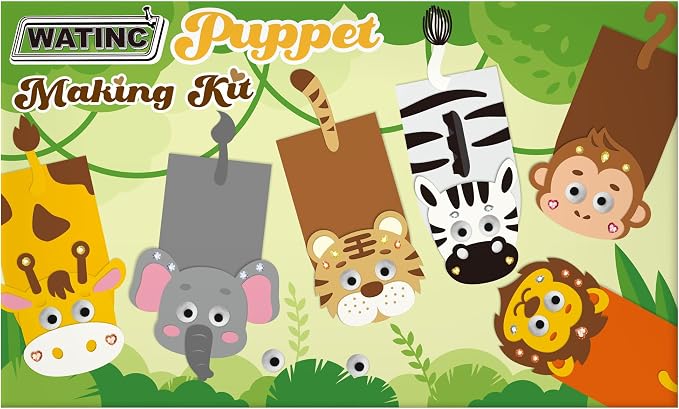 WATINC 6Pcs Hand Puppet Making Kit, Art Craft Felt Sock Puppet Toys, Creative - Image 7