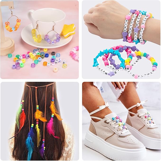 Bracelet Making Kit 96 Colors Pony Beads 3300pcs Friendship Bracelet Kit - Image 5