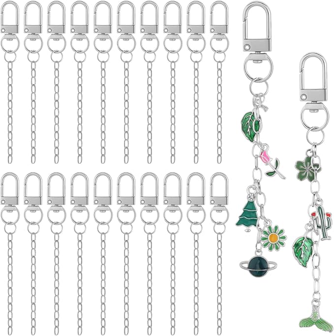 Chuyau 20pcs Silver Keychain Making Kit Swivel Snap Hook Lobster Claw Clasps by chuyau