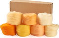 FASHEWELRY 1.2 OZ Wool Felting Kit 7 Set 7 Colors Orange Theme Needle Felting by FASHEWELRY