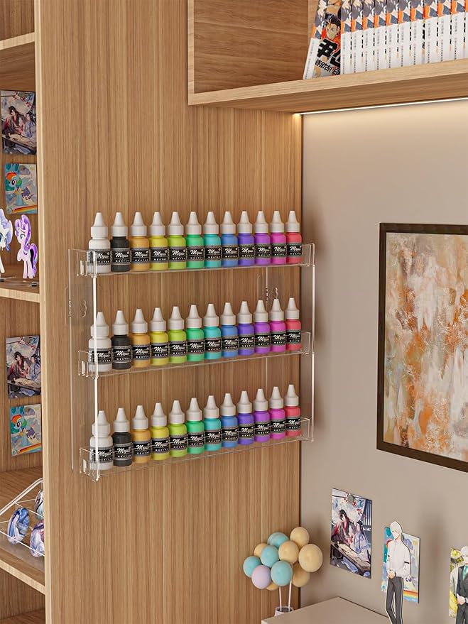 3 Tier Display Rack, Acrylic Craft Paint Storage Organizer, Miniature Holder - Image 8
