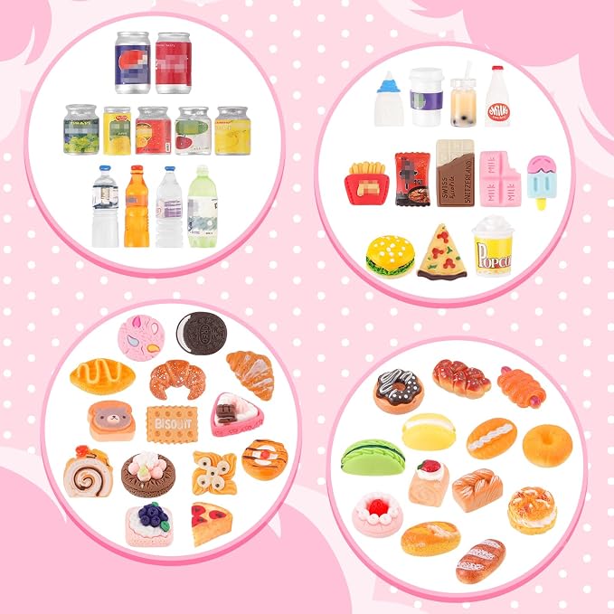 50Pcs Miniature Food Drinks Bottle Soda Pop Cans, Pretend Play Mini Kitchen - Image 5