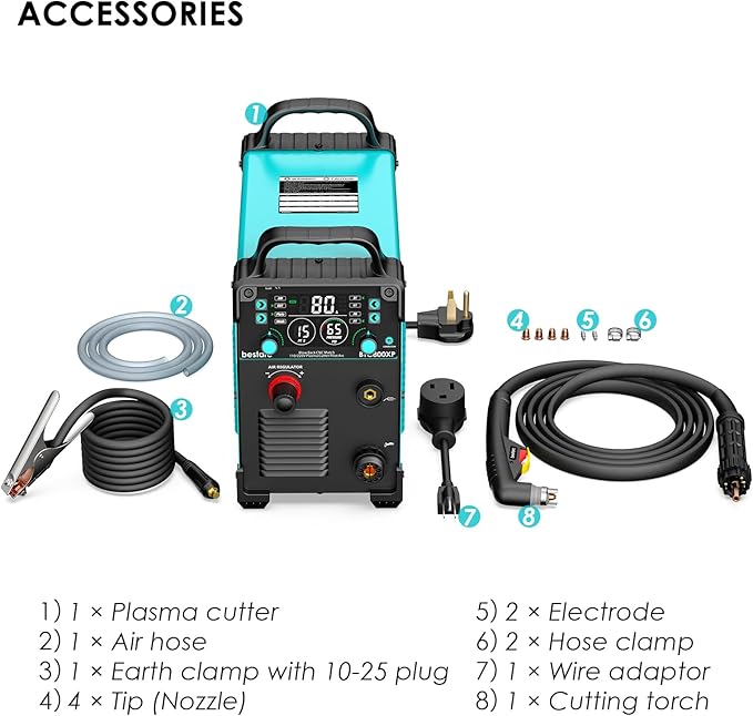 Plasma Cutter, [Blow Back Pilot Arc][Large LED][Air Sensor] 80Amp Non-HF CNC bestarc Plasma Cutter Machine 110V/220V Dual Voltage, 5/8" Clean Cut 1.57" Max Cut, PA/PT, 2T/4T for Beginners DIY