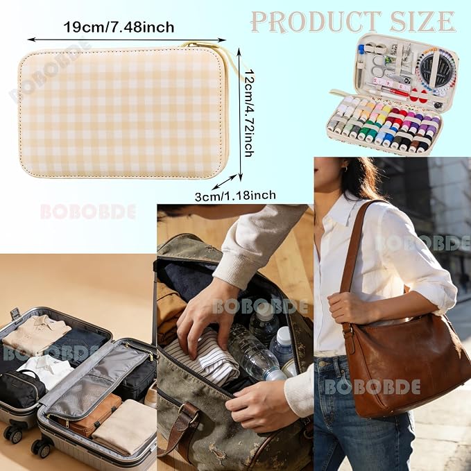 Travel Basic Sewing Kit with Checkered Pattern Sewing Set | Professional 130PCS - Image 6
