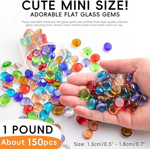 1 LB Mix Color Glass Beads, Mini Flat Glass Marbles~150PCS - Image 2