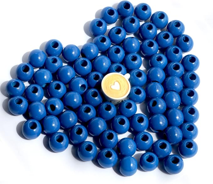 240Pcs 16mm Navy Blue Wood Beads - Image 3