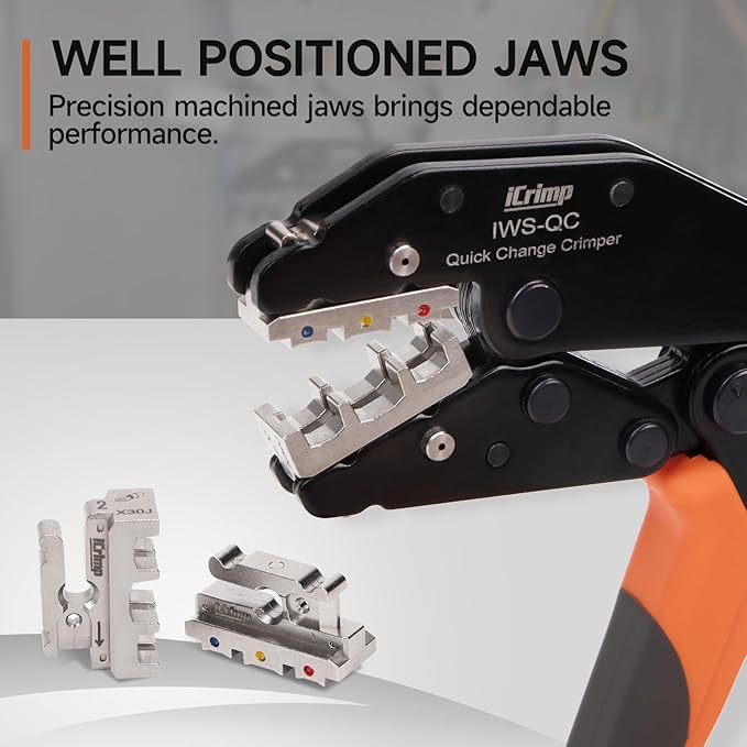 iCrimp Rachet Crimping Tool for Insulated Terminals, AWG 22-10 Wire Crimper, Electrical Crimp Tool, X30J Jaws