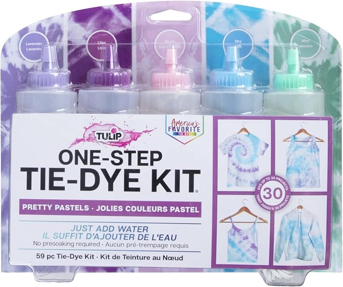 Tulip One-Step Tie-Dye Kit Pretty Pastels, Party Activity, Permanent Fabric Dye by Tulip