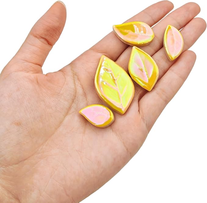 500g/1.1lb Leaf-Shaped Ceramic Mosaic Tiles, Ceramic Mosaic Pieces - Image 6