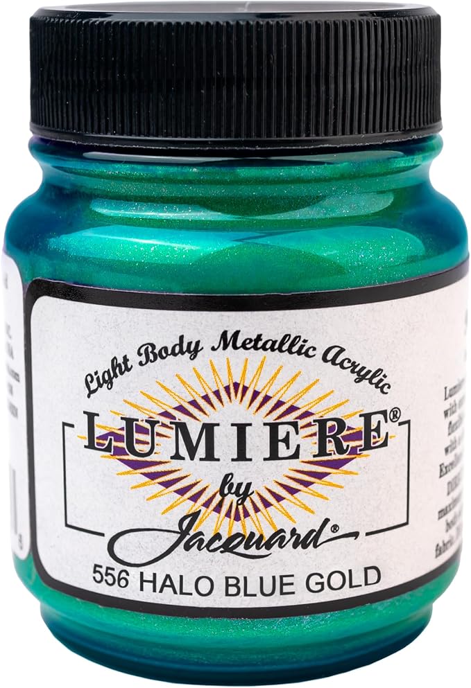 Jacquard Lumiere 2.25oz Fabric Paint Halo Blue Gold by Jacquard