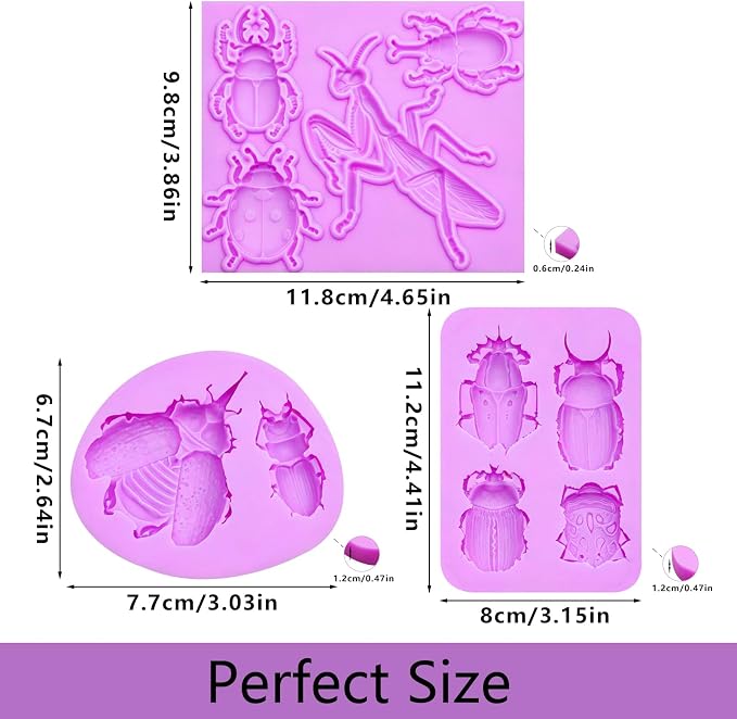 Insect Bug Beetle Fondant Silicone Mold Set of 3 - Image 2