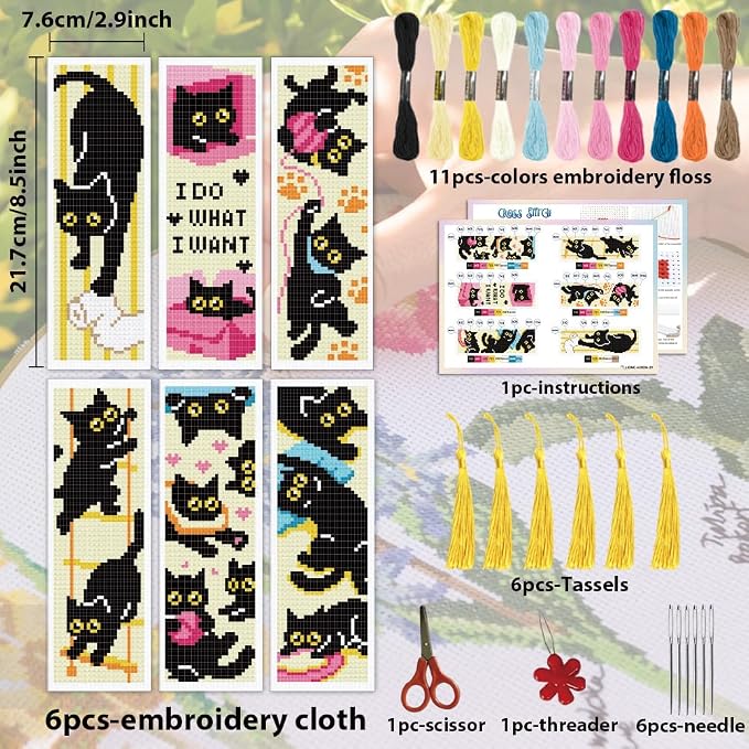 ACRNIGHEET 6PCS Cross Stitch Bookmark Kit - Image 2