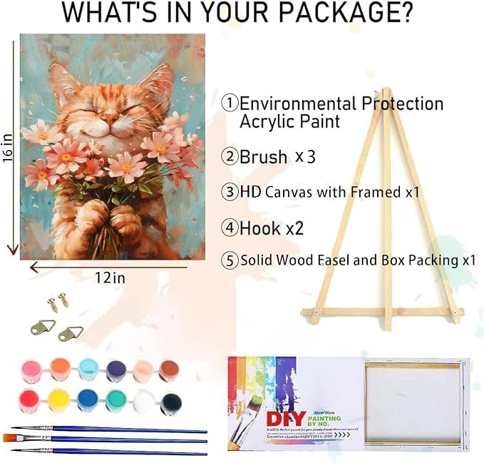 Cat Paint by Numbers Kit for Adults - Image 4