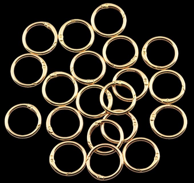 Round Carabiner Clip Bulk 20pcs 1.3 Inch Gold Circle Carabiner Key Ring Clips - Image 2