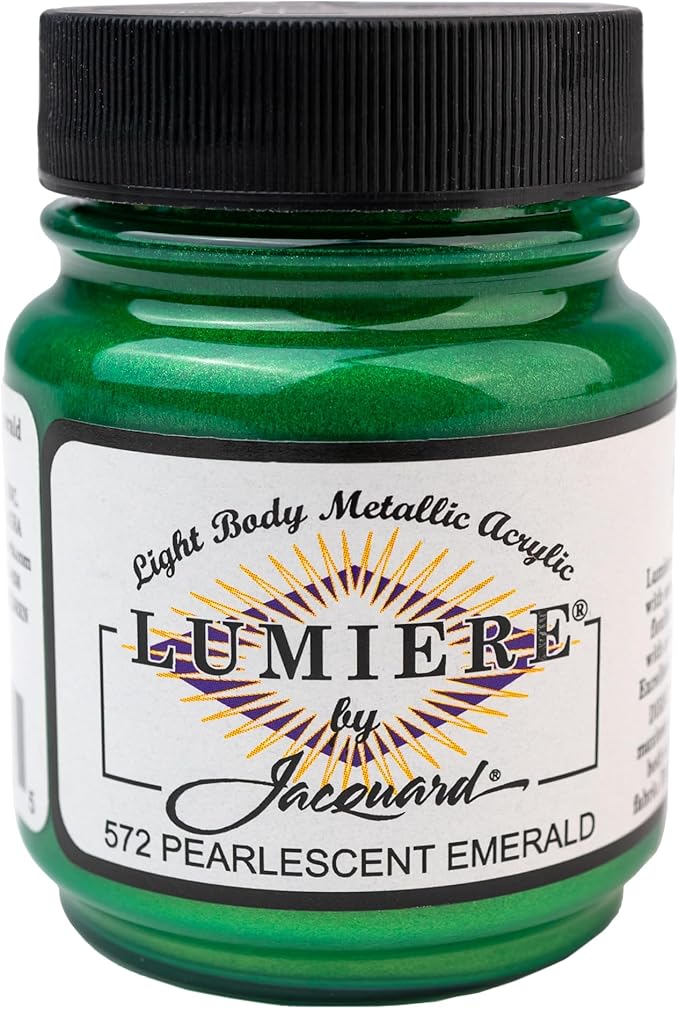 Jacquard Lumiere 2.25oz Fabric Paint Pearlescent Emerald by Jacquard