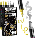 Betem 6 Gold&Silver Dual Tip Acrylic Paint Markers, Fabric Decorating Kits by BetemArtWorld