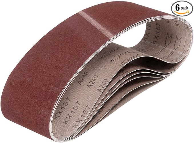 HARFINGTON 6 x 48 Inch Sanding Belts, 6 Pcs 240 Grits Aluminum Oxide Abrasive Belt Sander File Belt for Woodworking, Metal Polishing, Knife Sharpener