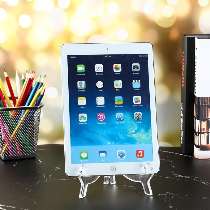 HESTYA 6 Pack 7 Inch Clear Acrylic Easel Stand Display Stand Plate Holder - Image 4