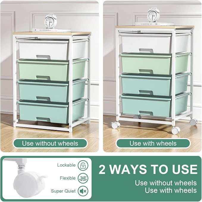 SYKIARIOL Utility Cart with 4 Drawers, Rolling Storage Cart with Drawers - Image 6