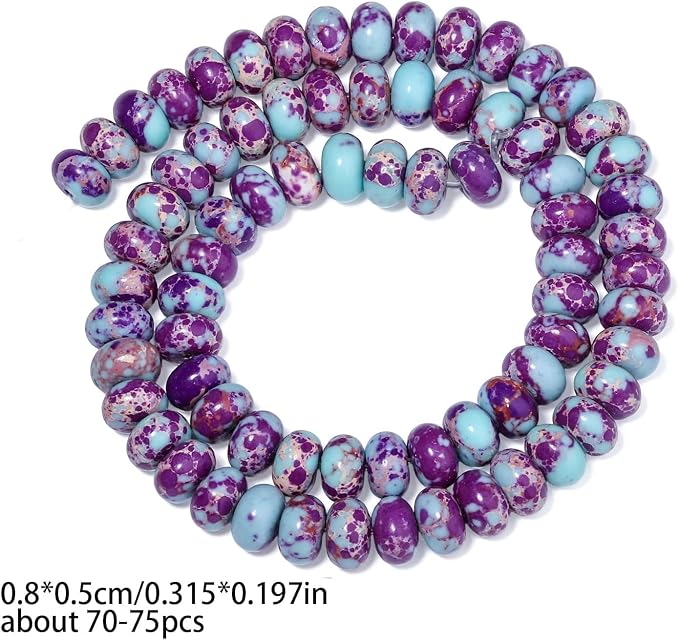 Songxi 5x8mm Natural Blue Purple Emperor Stone Rondelle Beads, Gemstone - Image 2