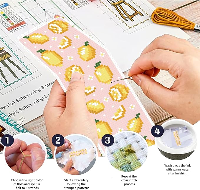 FREEBLOSS 6 Set Cross Stitch Bookmark Kit Stamped Cross Stitch Kit | Refreshing - Image 4