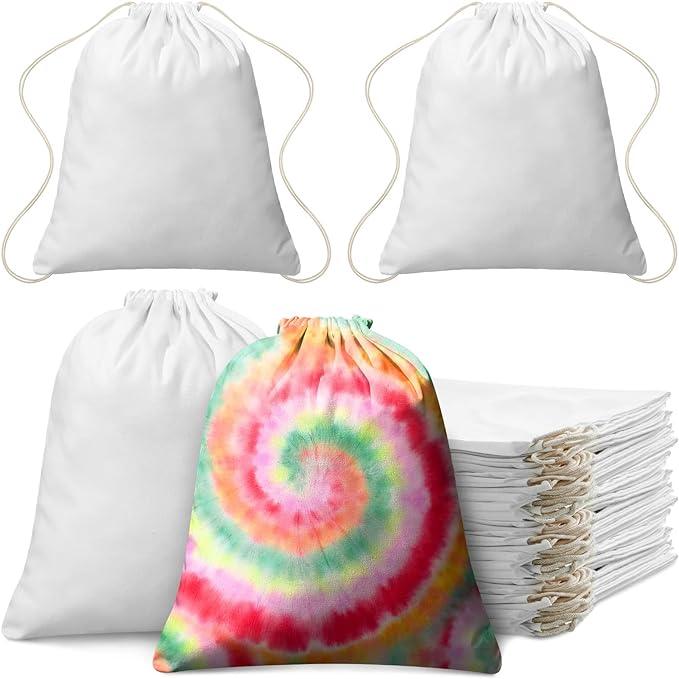 Saintrygo 100 Pcs Tie Dye Drawstring Bags Cotton Sublimation Blank Backpack by Saintrygo