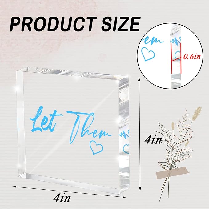 Let Them - Blue 4 Inch Acrylic Tabletop Sign, Office and Cubicle Decor - Image 2