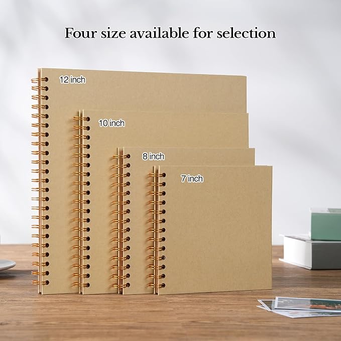 potricher 10 x 10 Inch DIY Scrapbook Album 40 Pages Hardcover Kraft Paper Scrap - Image 6