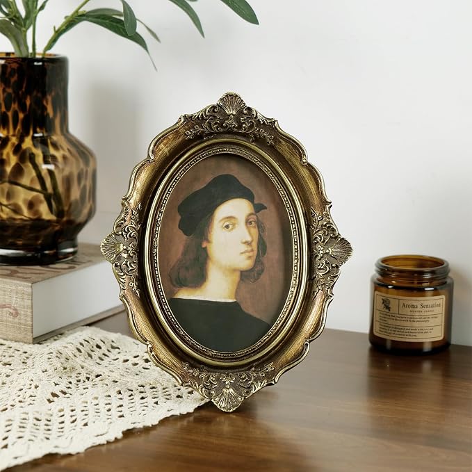 Cuspin 4x6 Gold Picture Frame, Vintage Picture Frames Bronze Resin - Image 2
