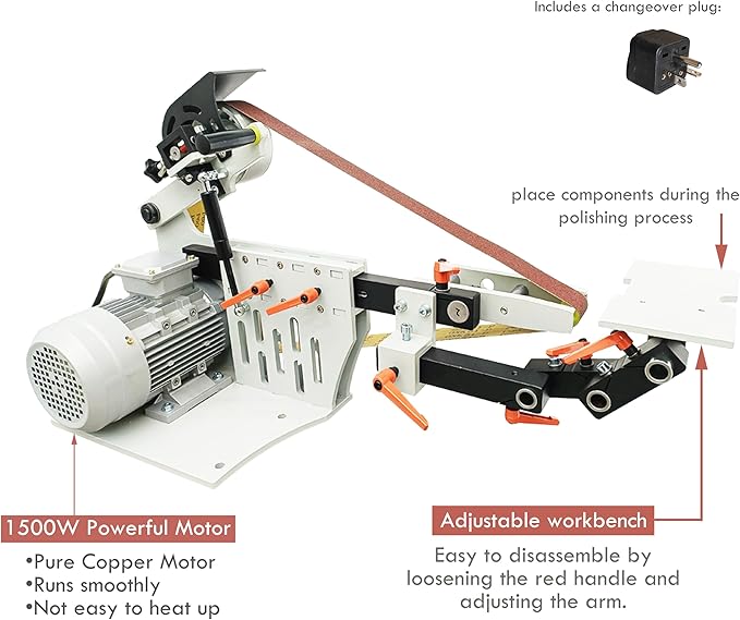 TECHTONGDA Belt Sander Grinder Variable Speed 72inch Belt with 3 Grinding Wheel Bench for Knives Cutting Tools Double-layer Framework 220V