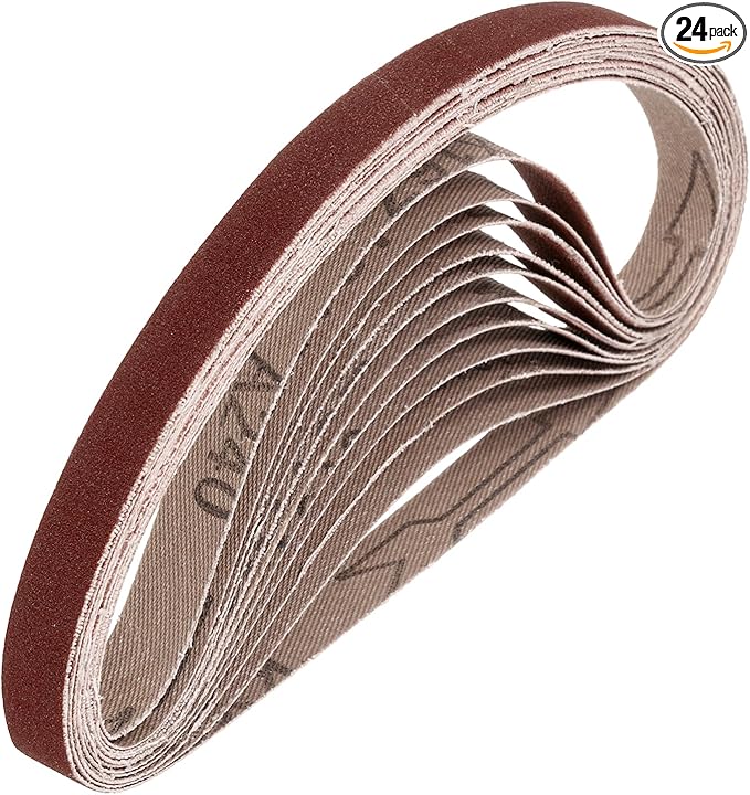 HARFINGTON 1/2 x 18 Inch Sanding Belts, 24 Pcs 240 Grits Aluminum Oxide Abrasive Belt Sander File Belt for Woodworking, Metal Polishing, Knife Sharpener