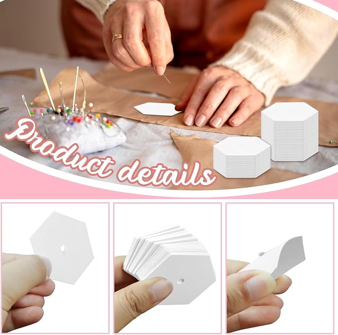 500 PCS Paper Piecing 1", Hexagon Quilting Templates - Image 3