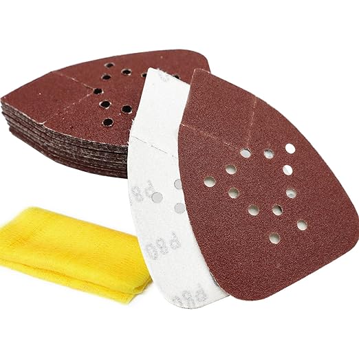 S&F STEAD & FAST Mouse Sander Pads 80 Grit 25 Pack for Black and Decker, Mouse Sander Sandpaper, 12 Hole Hook and Loop Sanding Pads, Detail Palm Sand Paper Set with Tack Cloth