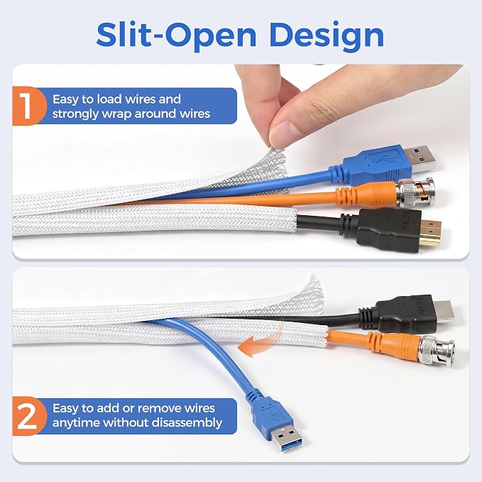 Delamu 30ft - 1/2 inch Cable Sleeve Cord Protector from Pets No Chew, - Image 6