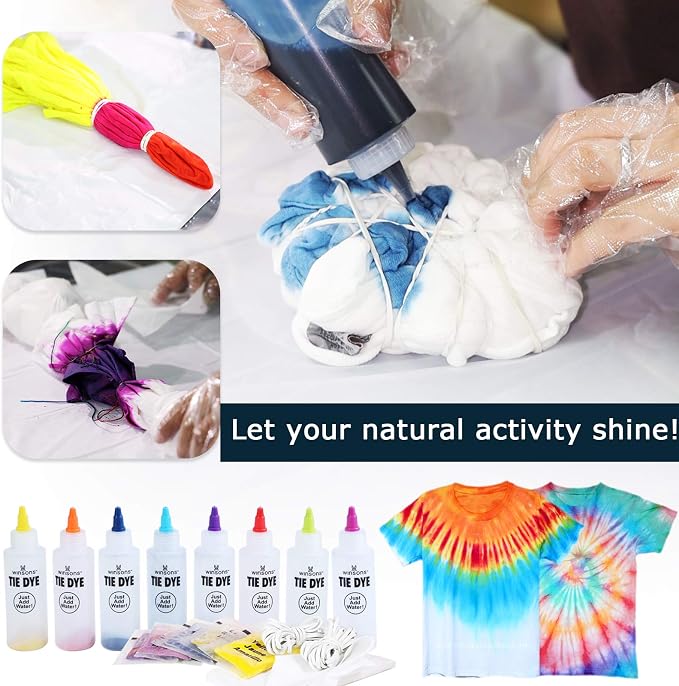 WINSONS Tie Dye Kit, 8 Colours Non Toxic Permanent Fabric Dye Art Set - Image 3