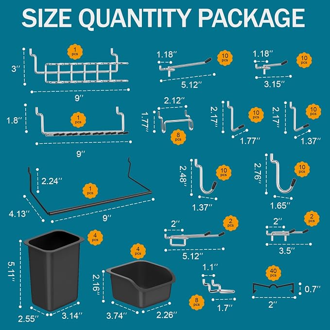 Peg Board Kit, Includes Pegboard and Accessories, - Image 3