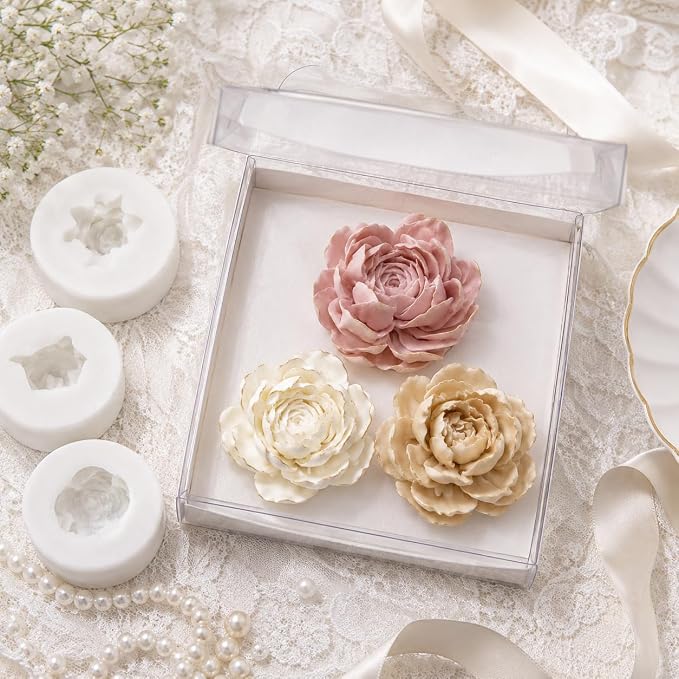 3Pcs 3D Jasmine Peony Flower Silicone Molds - Image 3