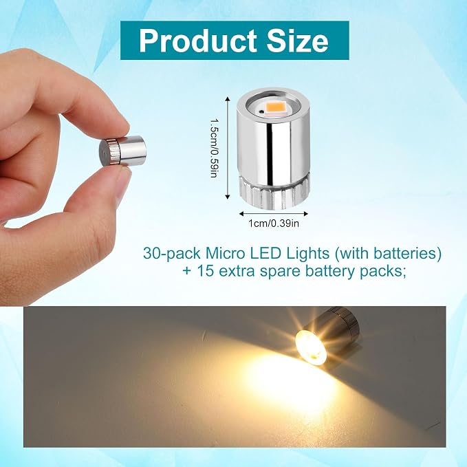 30pcs Miniature LED Lights, Mini Warm White Micro Lights - Image 2