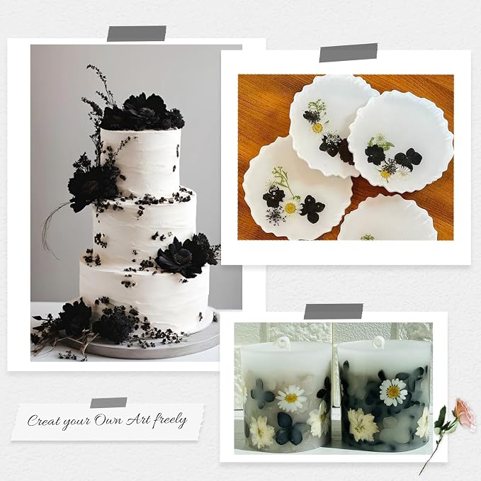 78 Pcs Black and White Dried Pressed Flowers - Image 4