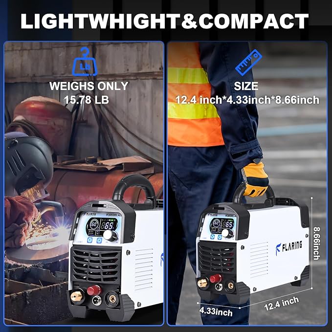 FLARING FC650DL PLUS Plasma Cutter 65 AMP Non Touch Pilot Arc Plasma Cutter Machine 120/240V Dual Voltage, Digital Display, High Frequency IGBT Inverter, Post Air/2T/4T, 5/8" Clean Cut with Consumable