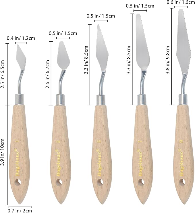 5Pcs Palette Knives Set with Wooden Handle - Image 2