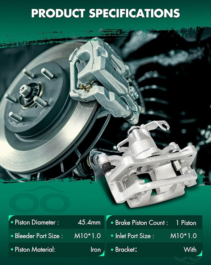 SCITOO Rear Left Brake Caliper With Bracket 18B5399 Compatible For Chrysler Town & Country 2012-2016, For Dodge Grand Caravan 2012-2017, For Ram C/V 2013-2015, For Volkswagen For Routan 2012-2014