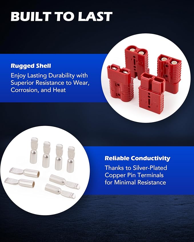 ORION MOTOR TECH Wire Connector 4 Pack, 175A Wire Harness Plug Kit for 2 Gauge Cables, 12V to 36V Battery Quick Connect Disconnect Set for Car Bike ATV Winches Lifts Motors More, Set of 4, Red