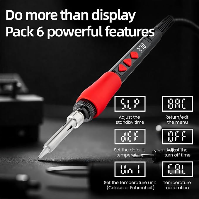 Soldering Iron Kit, 60W LED Display Digital Solder Pen, 5 Replaceable Tips - Image 8