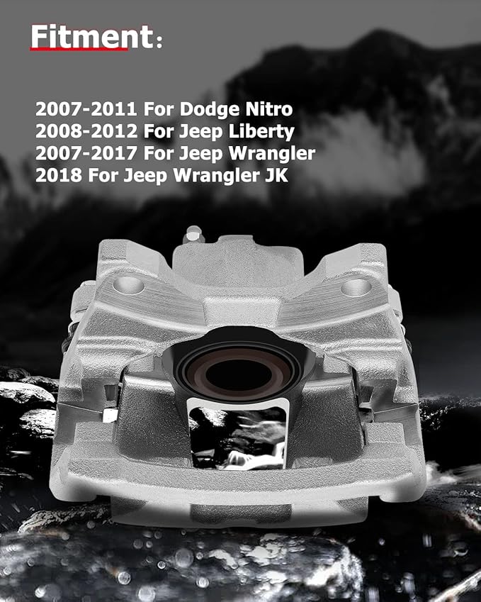 cciyu Rear Left Disc Brake Caliper Assembly w/Bracket 18B5046 2007-2011 For Dodge For Nitro,2008-2012 For Jeep For Liberty,2007-2017 For Jeep For Wrangler,2018 For Jeep For Wrangler JK