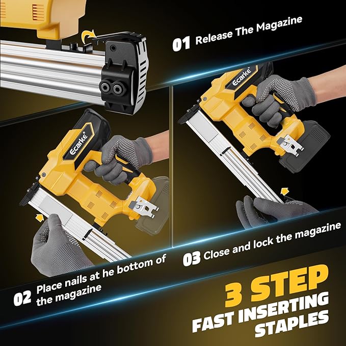 Ecarke Cordless Power Brad Nailers Compatible with Dewalt 20V Battery, 18GA 2/5" to 1-1/4 Inch, 2 in 1 Brad Nail Gun, Battery Powered Nailers,Brushless Electric Nailer Gun, 2 Mode for Home Improvement